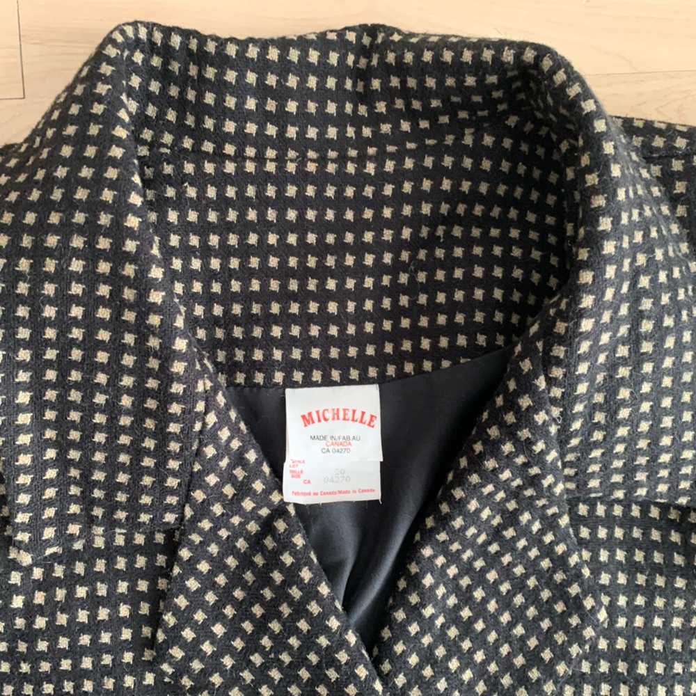 VINTAGE - Micro-check Wool-Blend Double-Breasted Jacket - Picture 3 of 12